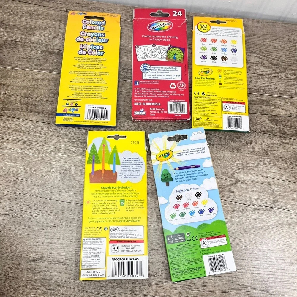 3 Packs Of 12 Crayola Colored Pencils Non‎ Toxic 1 pack 24 Roseart, 1 liqui-mark